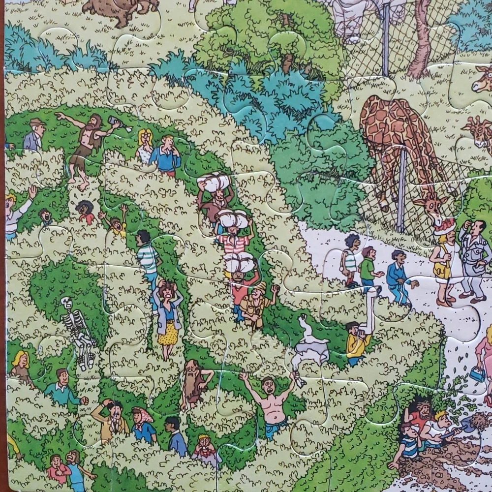 Vintage 80s Children's Where's Waldo Jigsaw Puzzle Safari Park 100 Pieces